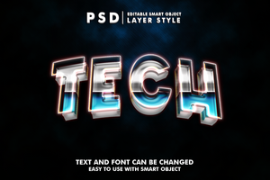 techno editável texto efeito psd