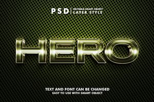 héroe editable texto efecto psd