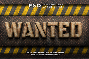 Wanted Editable Text Effect psd