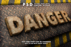 danger modifiable texte effet psd