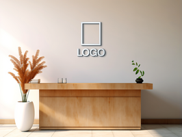 Logo mockup sign mockup design brand identity mockup company logo reception logo mockup branding ai generative background psd