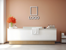 Logo mockup sign mockup design brand identity mockup company logo reception logo mockup branding ai generative background psd