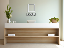 Logo mockup sign mockup design brand identity mockup company logo reception logo mockup branding ai generative background psd