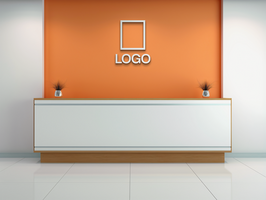 Logo mockup sign mockup design brand identity mockup company logo reception logo mockup branding ai generative background psd