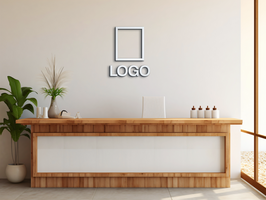 Logo mockup sign mockup design brand identity mockup company logo reception logo mockup branding ai generative background psd