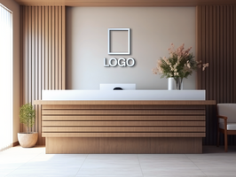 Logo mockup sign mockup design brand identity mockup company logo reception logo mockup branding ai generative background psd