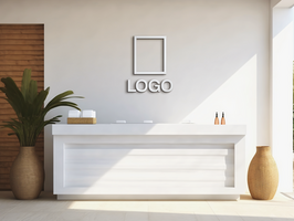 Logo mockup sign mockup design brand identity mockup company logo reception logo mockup branding ai generative background psd