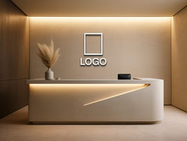 Logo mockup sign mockup design brand identity mockup company logo reception logo mockup branding ai generative background psd
