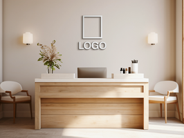Logo mockup sign mockup design brand identity mockup company logo reception logo mockup branding ai generative background psd