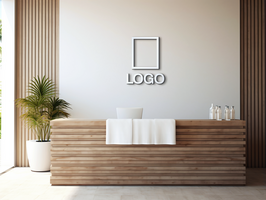 Logo mockup sign mockup design brand identity mockup company logo reception logo mockup branding ai generative background psd