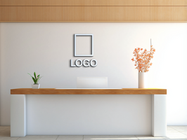 Logo mockup sign mockup design brand identity mockup company logo reception logo mockup branding ai generative background psd