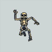 Pixel art illustration Skeleton. Pixelated Skeleton. Scary Skeleton pixelated for the pixel art game and icon for website and video game. old school retro. vector