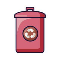 Vector red recycle bin on white background