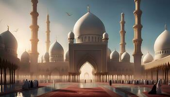 Beautiful mosque architecture, AI generated photo