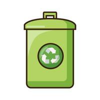 Vector green recycle bin on white background