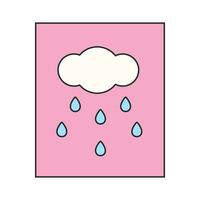 Vector cloud with falling raindrops weather conditions doodle linear cartoon coloring