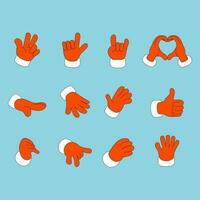 dibujos animados Papa Noel claus manos emoji señalando dedos. conjunto de firmar idioma simbolos Navidad personaje diferente mano gestos vector