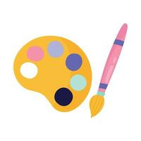 Vector colour painting plate with a brush isolated