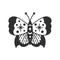 Celestial butterfly with stars doodle vector