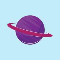 Vector planet with ring saturn vector flat simple illustration on white background