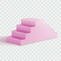 Vector realistic pink staircase interior design element on white background