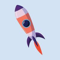 Vector red color space rocket isolated graphic illustration