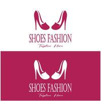 Logo for women's high heel shoes that is elegant and luxurious and feminine. Logo for business, women's shoe shop, fashion, shoe company, beauty. vector