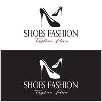 Logo for women's high heel shoes that is elegant and luxurious and feminine. Logo for business, women's shoe shop, fashion, shoe company, beauty. vector