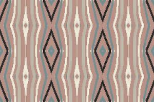 Ikat Seamless Pattern Embroidery Background. Ikat Frame Geometric Ethnic Oriental Pattern Traditional. Ikat Aztec Style Abstract Design for Print Texture,fabric,saree,sari,carpet. vector