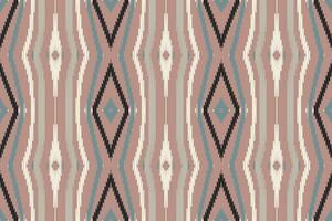 Ikat Seamless Pattern Embroidery Background. Ikat Frame Geometric Ethnic Oriental Pattern Traditional. Ikat Aztec Style Abstract Design for Print Texture,fabric,saree,sari,carpet. vector