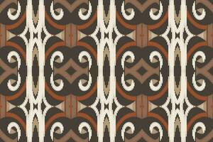Ikat Seamless Pattern Embroidery Background. Ikat Damask Geometric Ethnic Oriental Pattern traditional.aztec Style Abstract Vector design for Texture,fabric,clothing,wrapping,sarong.