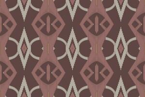 Motif Ikat Seamless Pattern Embroidery Background. Ikat Fabric Geometric Ethnic Oriental Pattern traditional.aztec Style Abstract Vector design for Texture,fabric,clothing,wrapping,sarong.