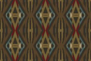 Motif Ikat Seamless Pattern Embroidery Background. Ikat Vector Geometric Ethnic Oriental Pattern traditional.aztec Style Abstract Vector design for Texture,fabric,clothing,wrapping,sarong.
