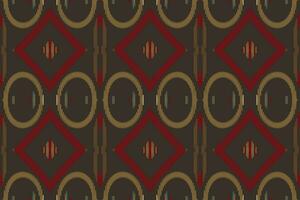 Ikat Seamless Pattern Embroidery Background. Ikat Aztec Geometric Ethnic Oriental Pattern traditional.aztec Style Abstract Vector illustration.design for Texture,fabric,clothing,wrapping,sarong.