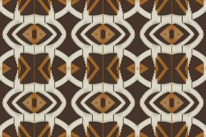 Motif Ikat Seamless Pattern Embroidery Background. Ikat Frame Geometric Ethnic Oriental Pattern Traditional. Ikat Aztec Style Abstract Design for Print Texture,fabric,saree,sari,carpet. vector