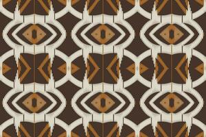 Motif Ikat Seamless Pattern Embroidery Background. Ikat Frame Geometric Ethnic Oriental Pattern Traditional. Ikat Aztec Style Abstract Design for Print Texture,fabric,saree,sari,carpet. vector