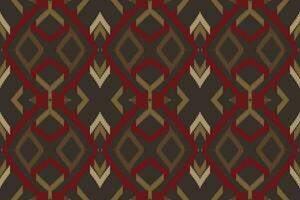 Motif Ikat Seamless Pattern Embroidery Background. Ikat Texture Geometric Ethnic Oriental Pattern traditional.aztec Style Abstract Vector design for Texture,fabric,clothing,wrapping,sarong.