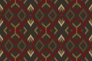 Motif Ikat Seamless Pattern Embroidery Background. Ikat Texture Geometric Ethnic Oriental Pattern traditional.aztec Style Abstract Vector design for Texture,fabric,clothing,wrapping,sarong.