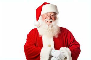 a happy santa claus isolated white background, AI Generated photo