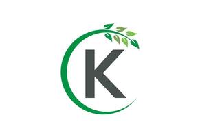 letra k hoja crecimiento logo icono diseño símbolo vector