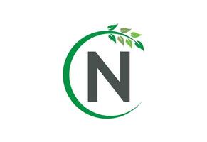 Letter N leaf growth logo icon design symbol vector