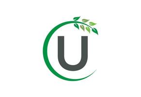 Letter U leaf growth logo icon design symbol vector