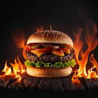 Spicy burger images will satisfy your craving, Generative AI photo