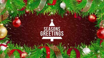 Merry Christmas Animation Text, sparkling lights xmas tree Merry Christmas and Happy New Year greeting message in english. Elegant animated holiday season for background video footage.