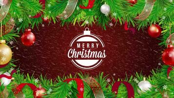 Merry Christmas Animation Text, sparkling lights xmas tree Merry Christmas and Happy New Year greeting message in english. Elegant animated holiday season for background video footage.