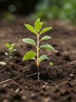 planta crecimiento en el suelo generativo ai foto