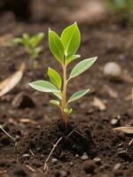 planta crecimiento en el suelo generativo ai foto