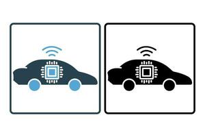 autonomous car icon. icon related to device, artificial intelligence. solid icon style. simple vector design editable