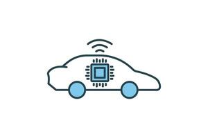 autonomous car icon. icon related to device, artificial intelligence. flat line icon style. simple vector design editable