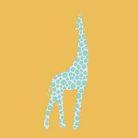 Giraffe silhouette on a yellow background. Decorative animal with circles inside. Vector isolated abstract illustration.